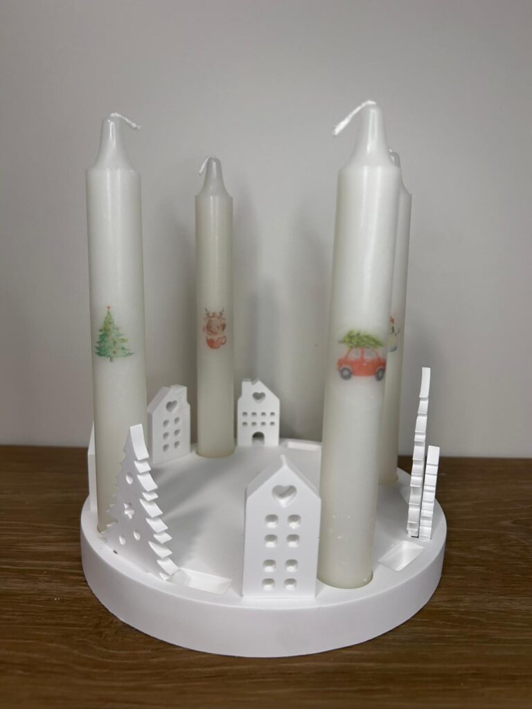 Foto Gips Adventkranz mit Kerzen